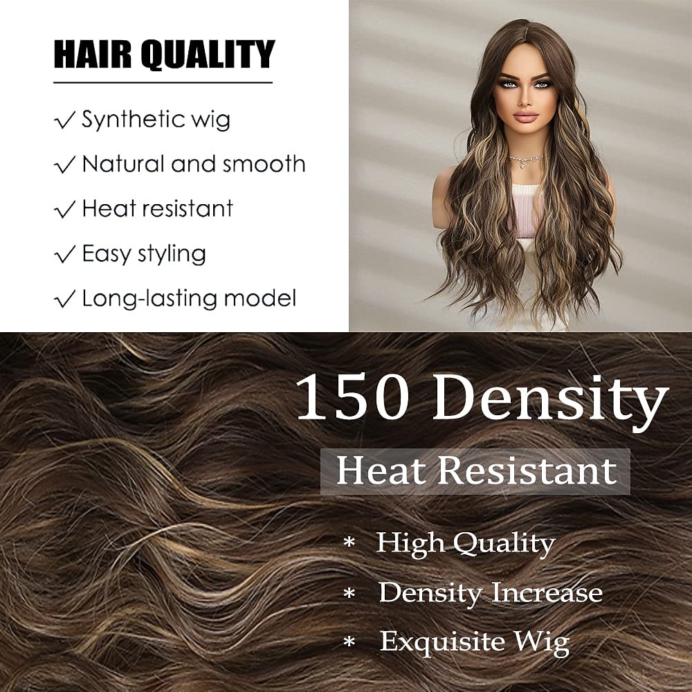bruin lange golf pruiken pruik voor vrouwen body wave haar pruik met blond hoogtepunt pruik voor vrouwen dagelijks feest gebruik hittebestendige halloween cosplay party pruiken 2026 - $31.99 –P2