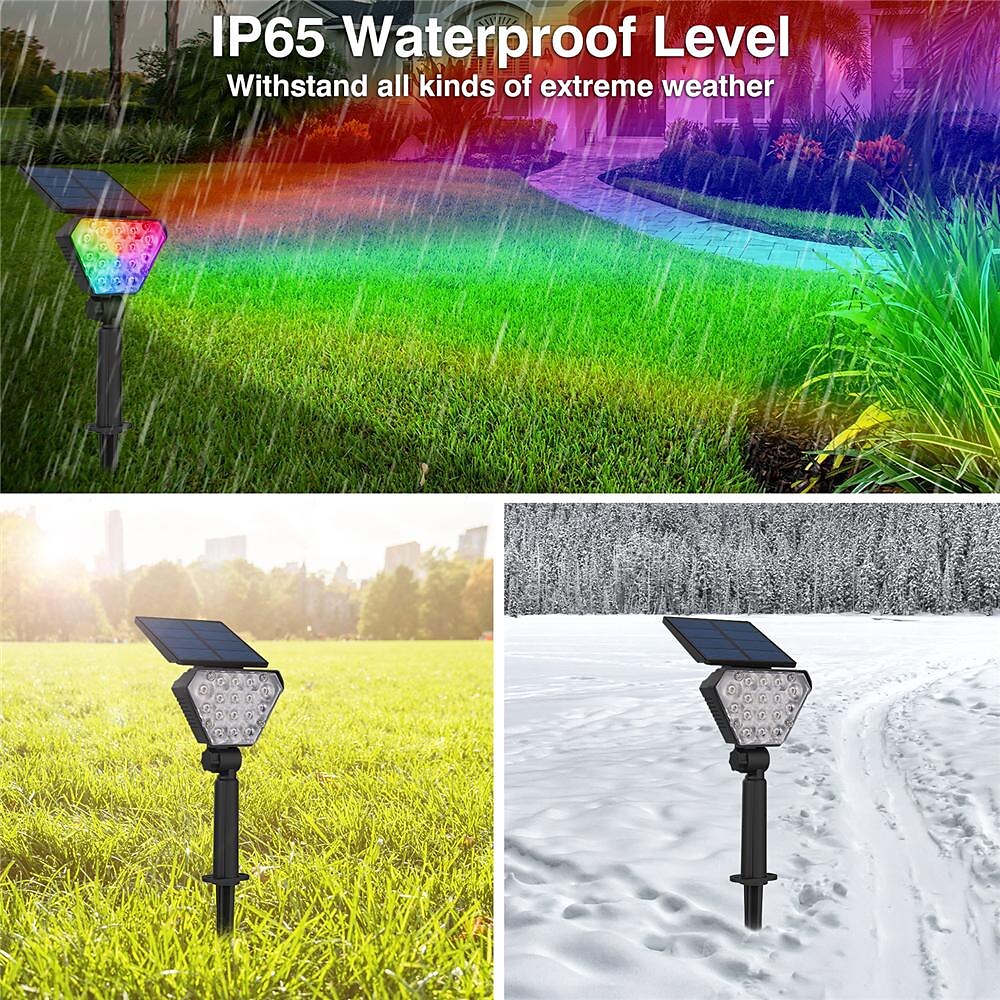 Colorful RGB Solar Lawn Lamp Ground Plug-in Floodlight Outdoor High Brightness Courtyard Landscape Lighting Tree Spotlight Foldable High Brightness Lighting 2025 - $23.99 –P5