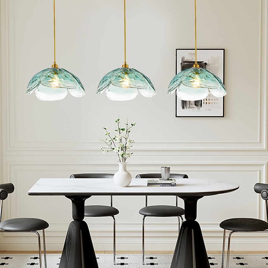 lampada a sospensione a led in vetro lampada da soffitto moderna in vetro soffiato a mano industriale led creativo loft bar cucina lampada da soffitto decorazione della casa installazione rosa verde del 2025 a $279.99 –P14