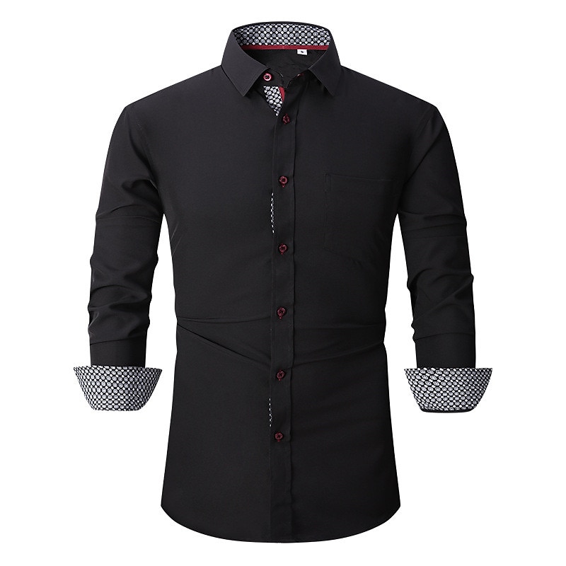 Men's Shirt Summer Shirt Casual Shirt Button Up Shirt Black White Pink Wine Red Long Sleeve Geometric Color Block Lapel Vacation Daily Patchwork Clothing Apparel Polyester Fashion Casual Comfortable 2025 - $22.99 –P14