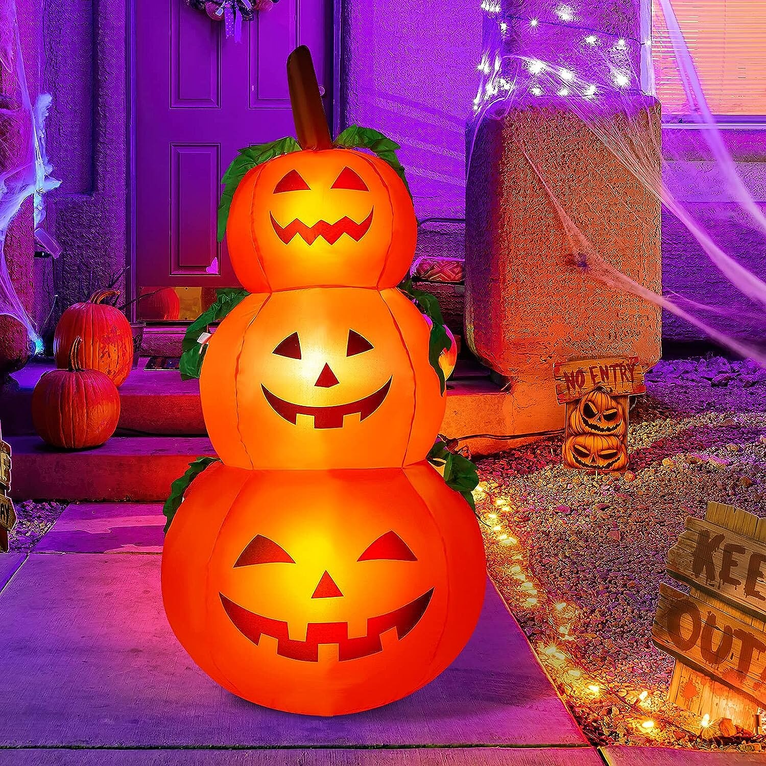halloween dekorationer 6 fot uppblåsbar led 3 pumpor stack light, jack o lantern spränga 3 pumpor, utomhus inomhus halloween dekorationer 2025 - €44.76 –P5