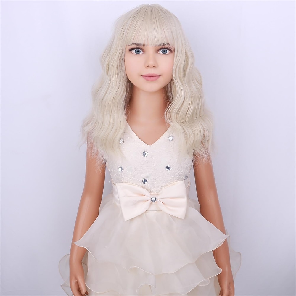 Peluca rubia para niñas, peluca corta ondulada con flequillo, peluca rubia rubia, peluca sintética para niñas, peluca para fiesta de carnaval, cosplay 2026 - $17.49 –P18
