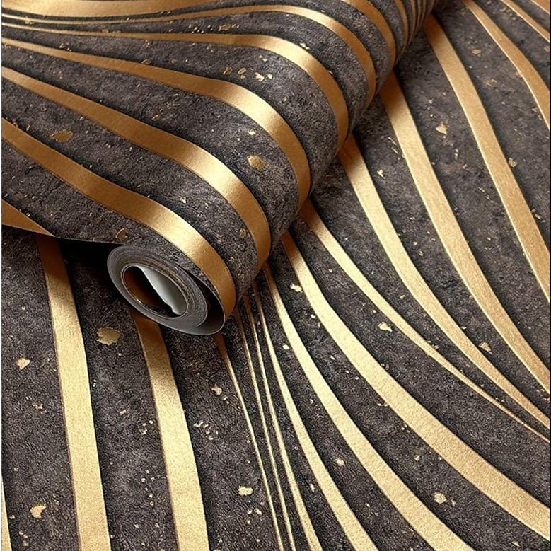 papiers peints cool papier peint texturé peinture murale 3d bande verticale non auto-adhésif pour la décoration de la maison papier peint imperméable 950x53cm/374"x20.87" gris or jaune de 2025 ? $41.99 –P16