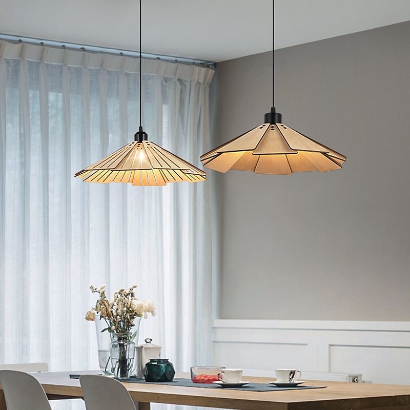 lampada a sospensione moderna lampada a sospensione geometrica paralume in legno naturale illuminazione corridoio lampadario lampada da soffitto per camera da letto cucina isola fattoria 110-240v del 2025 a $152.99 –P6