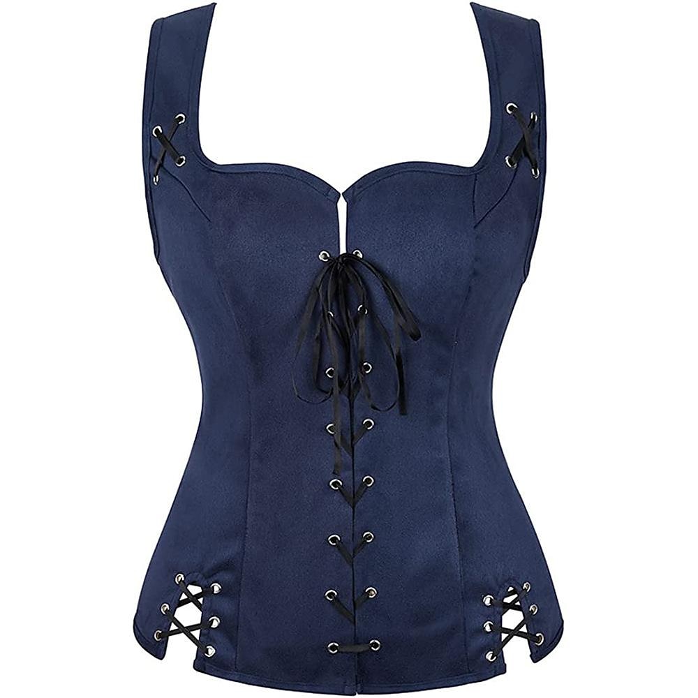 Retro Vintage Medieval Renaissance Suede Vest Pirate Viking Drawstring Solid Colored Fancy Dress Women's Pirate Fantasy Steampunk Halloween Carnival Masquerade LARP Ren Faire Adults' Vest Top All 2025 - $35.99 –P6