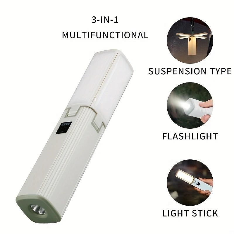 2025年 3-in-1 アウトドア キャンプ ライト 折りたたみ式 LED ライト 目に見えないフック テント ライト ポータブル懐中電灯と携帯電話の充電器 緊急事態のハイキングやバックパッキング用品に最適 コレクション – $17.49 –P4