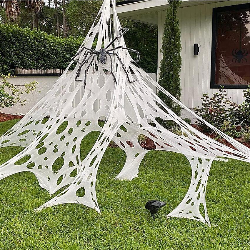 2025年 ハロウィーンの飾り、屋外用クモの巣、伸縮性のあるビーフネット、クモの巣、カット済みガーゼ、クモの巣、お化け屋敷の装飾  コレクション – $6.49 –P3