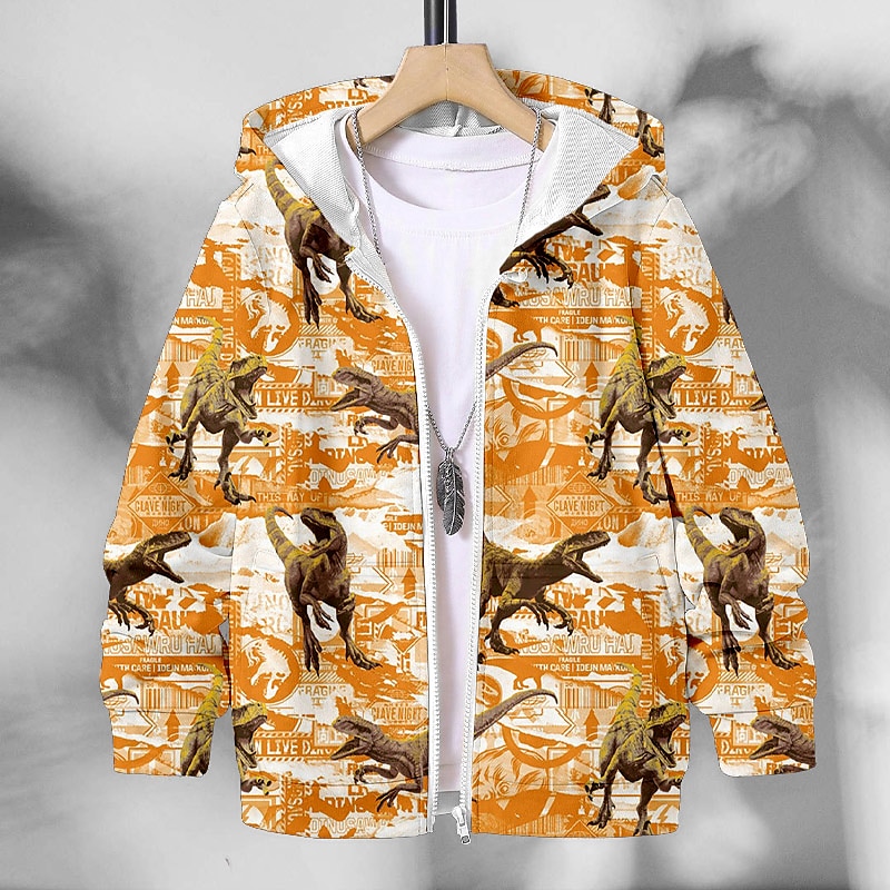 Boys 3D Animal Dinosaur Coat Long Sleeve Fall Winter Active Streetwear Cool Kids 3-12 Years Vacation Street Daily Regular Fit 2025 - $18.99 –P8