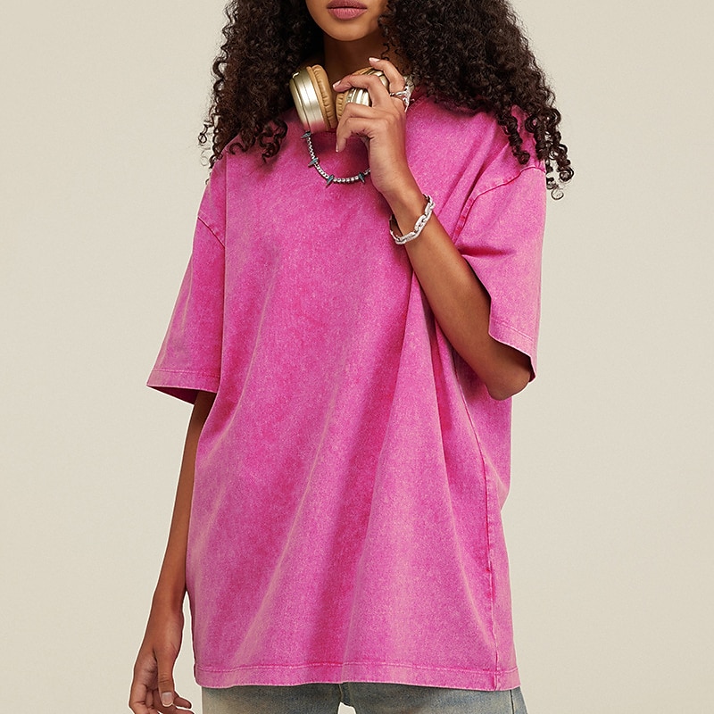 Herre 100% bomullssyre-vaskeskjorte Oversized skjorte Kortermet Crew-hals Vår sommer عادي Mote Designer Fritid Sport & Utendørs Daglig Gateklær Svart Rosa Grønn Topp T-skjorte for menn 2025 - $17.99 –P19
