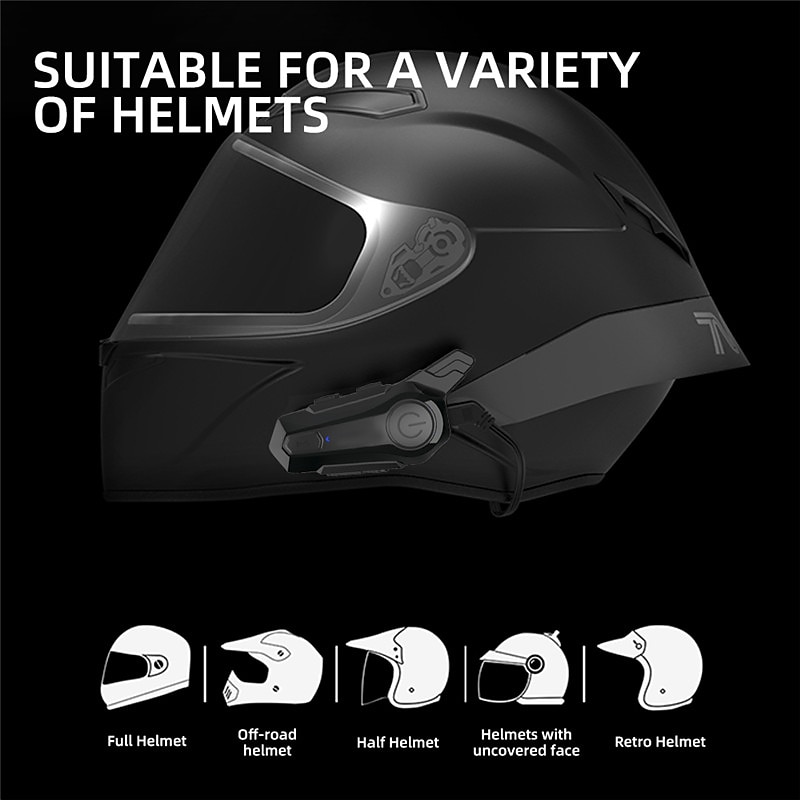 New Motorcycle Bluetooth Headset Intercom Outdoor Riding Headset, Motorcycle BT Intercom with FM Radio Helmet BT Headset Waterproof Universal Communication System for ATV Dirt Bike Motorcycle 2025 - $91.99 –P9