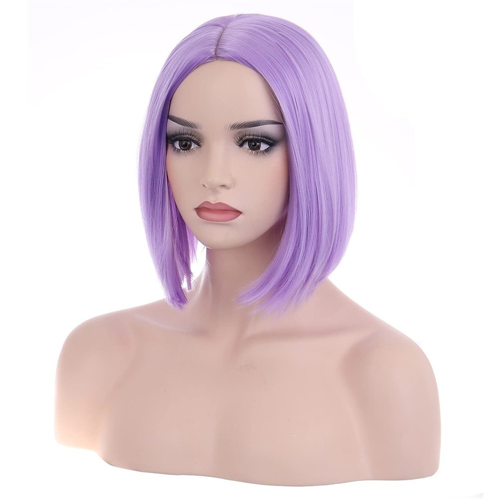parrucca fucsia per donna parrucca caschetto rosa fucsia parrucca magenta corta dritta parte centrale parrucche sintetiche resistenti al calore per feste in costume cosplay del 2025 a $22.99 –P15