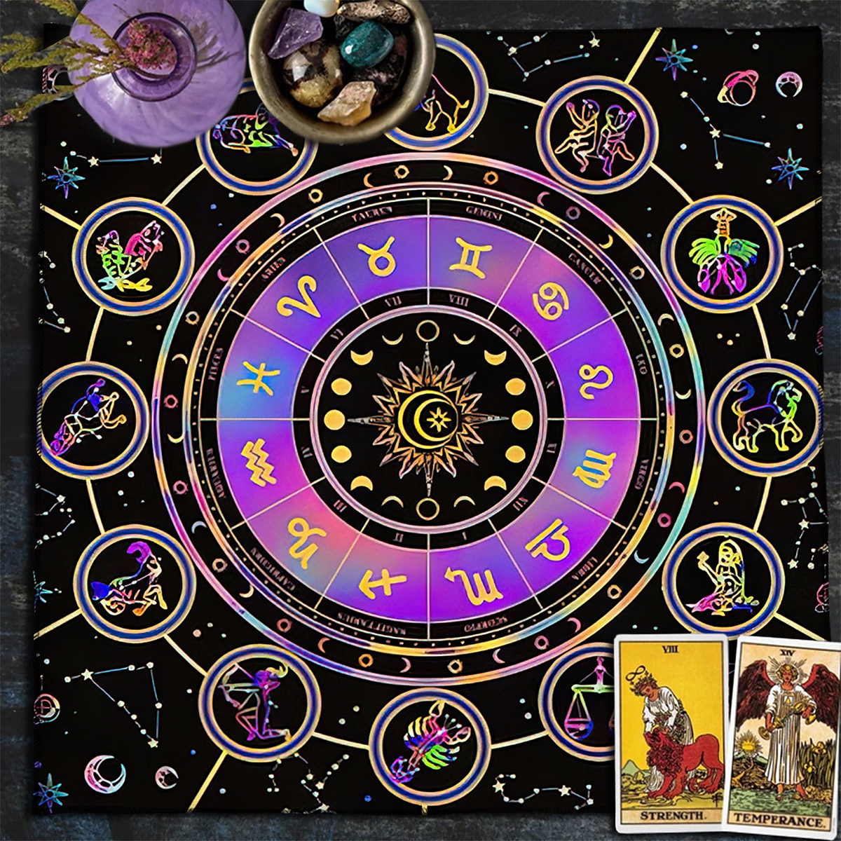 tarot asztalterítő játékhoz, oltárterítő, boszorkánysági asztrológia dekoráció orákulumkártya pad tarot szőnyeg witcher dekor, parti ajándékok, parti ajándék dekoráció, parti kellékek varázsművészeti 2026 - $9.49 –P14