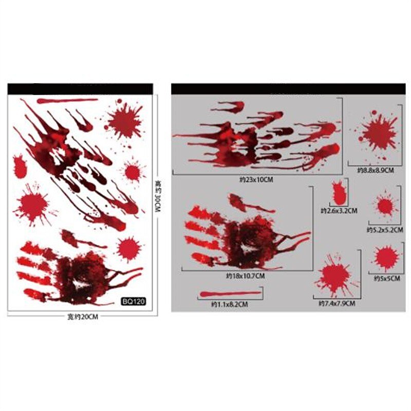 חלון ליל כל הקדושים נצמד מדבקות לחתוך מפחיד ליל כל הקדושים נקבה טביעת רגל של דם רפאים טביעת יד חלון נצמד קישוטים דו צדדיים 2025 - $8.99 –P6