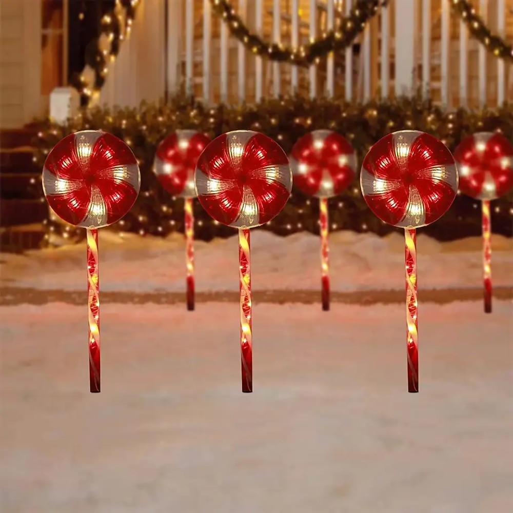 Рождественские солнечные леденцовые дорожные ог lights 80 LED 4 в 1 для улицы 25 дюймов 8 режимов освещения подсвеченные мятные трости рождественские украшения водонепроницаемый подключаемый 2025 - $37.99 –P1