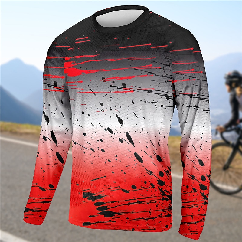 Men's Downhill Jersey Gradient Long Sleeve Bike Top with 3 Rear Pockets Mountain Bike MTB Road Bike Cycling Quick Dry Reflective Strips Back Pocket Moisture Wicking Sports Yellow Red Blue Clothing 2026 - $20.99 –P7