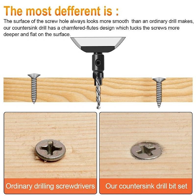 Set di 5 punte per trapano svasatore per la lavorazione del legno, con codolo esagonale da 1/4 "per la lavorazione del legno fai da te con una chiave a L # 5 # 6 # 8 # 10 # 12 del 2025 a $11.99 –P2