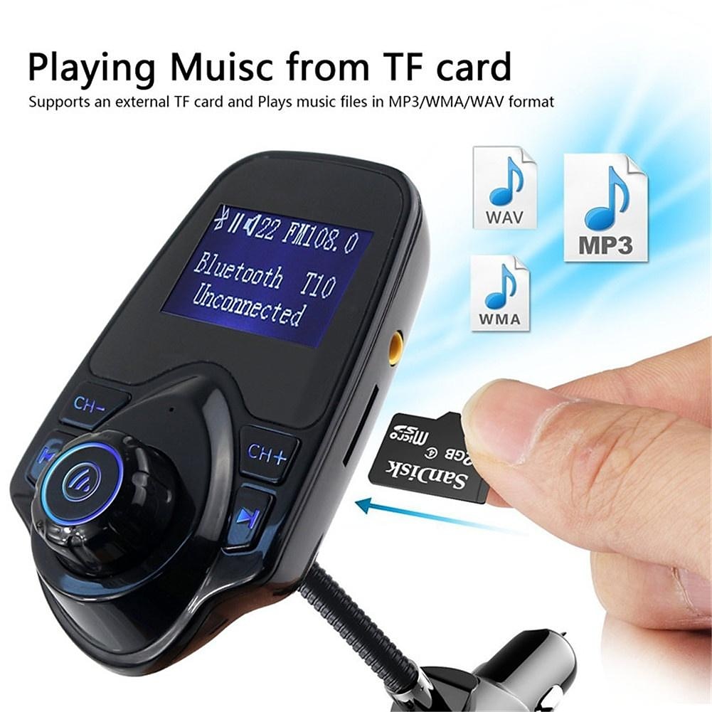 NEW T10 Hands-free Bluetooth Car Kit MP3 Music Player FM Transmitter 5V 2.1A USB Car Charger 1.44" LED Screen 2025 - $29.99 –P9