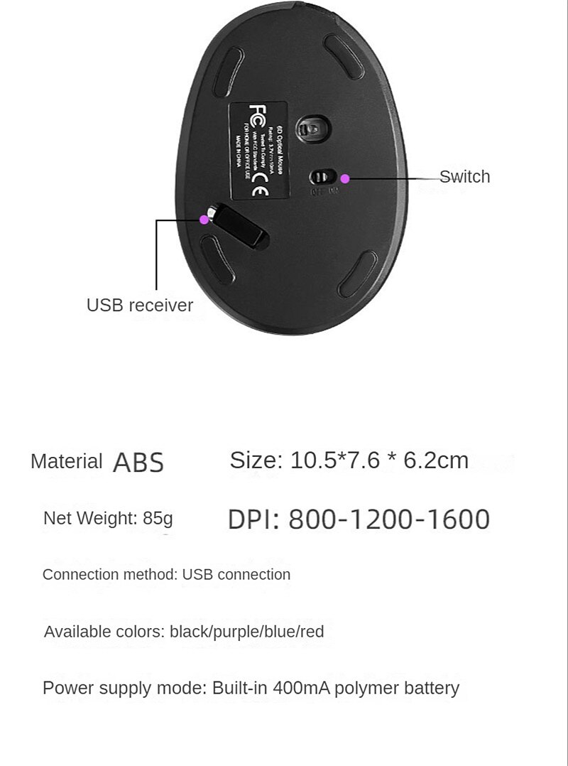 Rechargeable Vertical Mice Ergonomic Wireless Mouse 2.4G USB Receiver 1600 Adjustable DPI 6 Buttons Mouse 2025 - $17.99 –P2