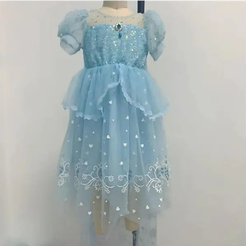 FStory&Winyee Elsa Prinzessin Kostüm Für Mädchen – Blaues Glitzerkleid Mit Umhang, Karneval & Party Verkleidung