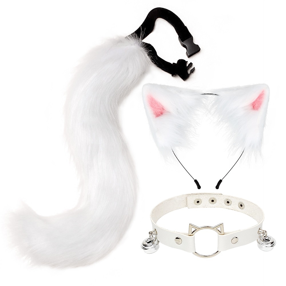 cos peluche animal oreille queue d'animal costume anime renard oreille loup oreille cheveux cerceau queue accessoire chat tête cloche collier de 2026 ? $25.99 –P4