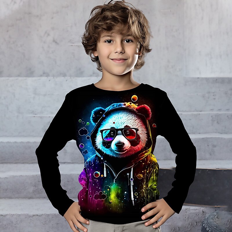Pojkar 3D Grafisk Djur Tiger T-shirt Långärmad 3D-tryck Sommar Vår Höst Sport Mode Streetwear Barn 3-12 år Utomhus Ledigt Dagligen Normal 2025 - $13.99 –P3