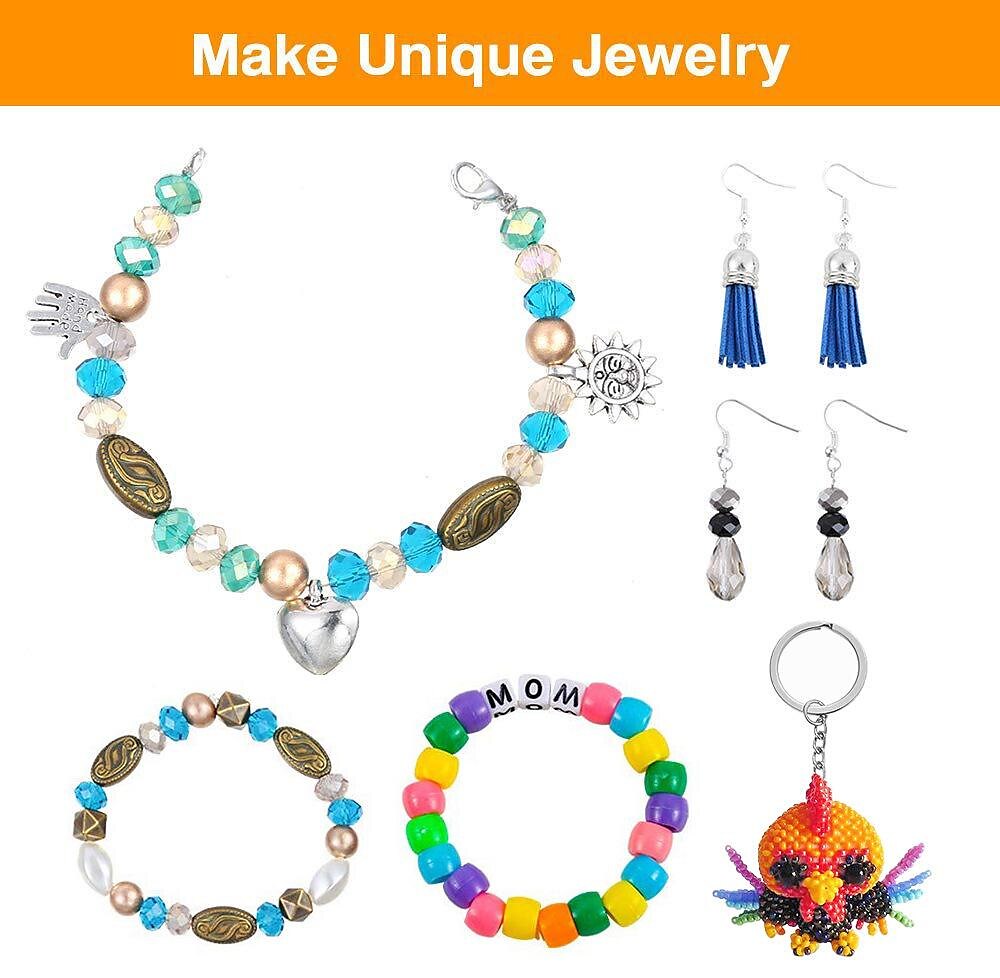 4655 pcs Jewelry Bracelet Making Kits Repair Tool Kits with Jewelry Pliers,  Making Supplies Kit, Jump rings, Beads, Beading Wire,Storage Case,Findings  and Charm…