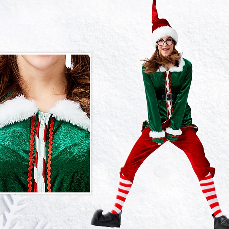 jultomten Alf Mrs.Claus Kläder Julhatt Fin julklänning Dam Jul Karnival julafton Jul Vuxna Fest Jul Kappa Byxor Skärp Benvärmare Strumpor 2025 - $60.99 –P7