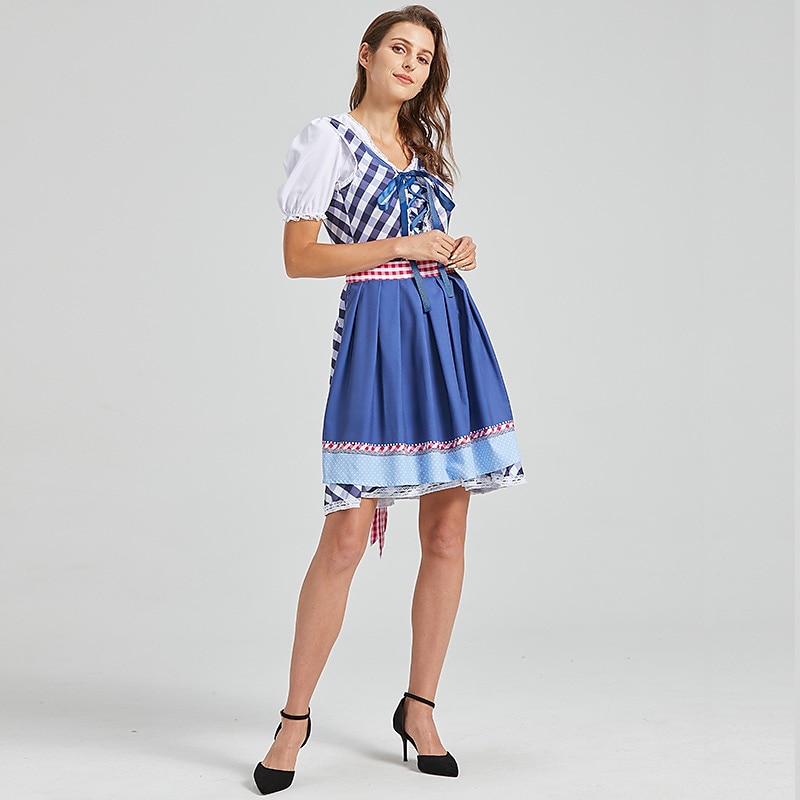 Oktoberfest Dirndl Trachtenkleader Oktoberfest / øl bayerske bayerske Wiesn Tradisjonell stil Enger Dame Tradisjonell stil klut Topp Kjole Forkle 2025 - $48.99 –P3