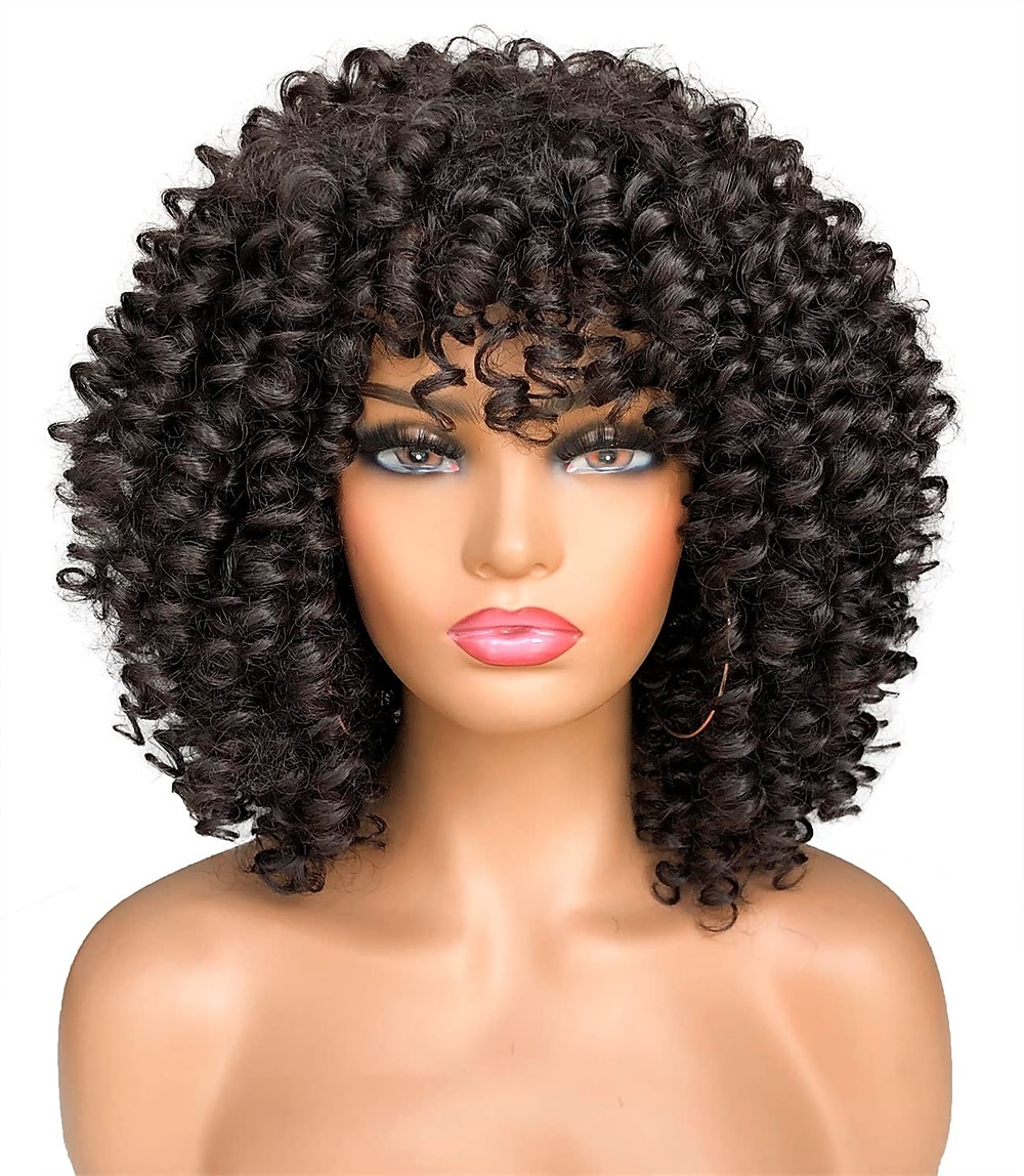 perruque afro bouclée avec une frange perruques courtes crépus bouclés pour les femmes noires fibre synthétique cheveux doux perruque afro courte bouclée de 2025 ? $20.99 –P12