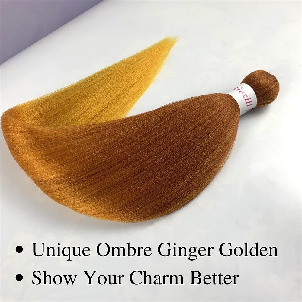 Ginger Golden Ombre Braiding Hair Pre Stretched Kanekalon Braiding Hair Box Braids Human Hair Extensions 26 inch 2025 - $22.99 –P20