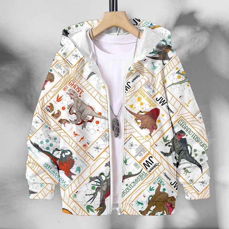 Boys 3D Animal Dinosaur Coat Long Sleeve Fall Winter Active Streetwear Cool Kids 3-12 Years Vacation Street Daily Regular Fit 2025 - $18.99 –P7