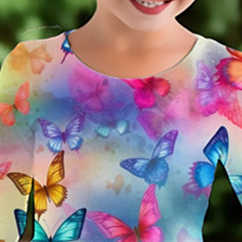 ragazze' 3D Farfalla Vestito Manica lunga Stampa 3D Autunno Inverno Sportivo Giornaliero Per eventi stile sveglio Informale Bellissimo Bambino 3-12 anni Abito casual Abito linea A Sopra il ginocchio del 2025 a $17.49 –P8