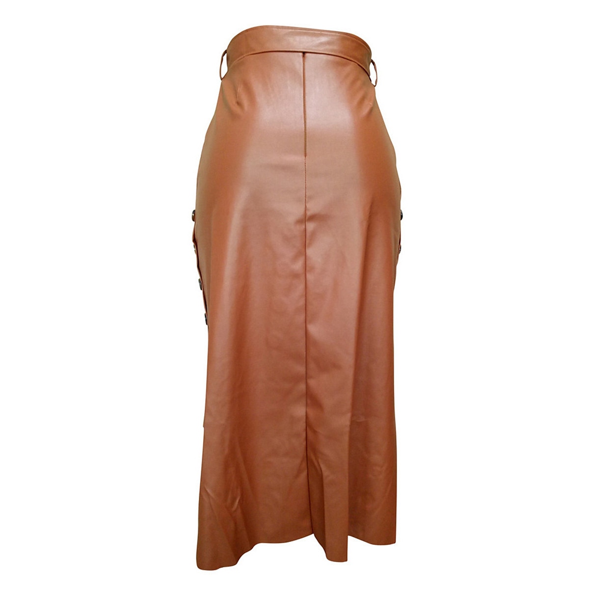 Women's Skirt Bodycon Fashion Casual Midi High Waist Skirts Solid Colored Maillard Split Ends Vacation Street Black Wine Brown Spring Faux Leather Leather 2025 - $21.99 –P6
