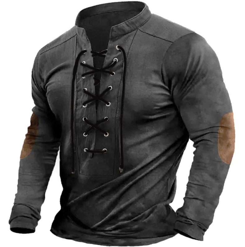 Herr Henleytröja T-tröja Långärmad tröja Långärmad Henley Sommar Färgblock Mode Designer Grundläggande Spetsknuten Semester Gata Utekväll Mörkgrå Svart Blå Topp t-shirt för män 2025 - $22.99 –P10