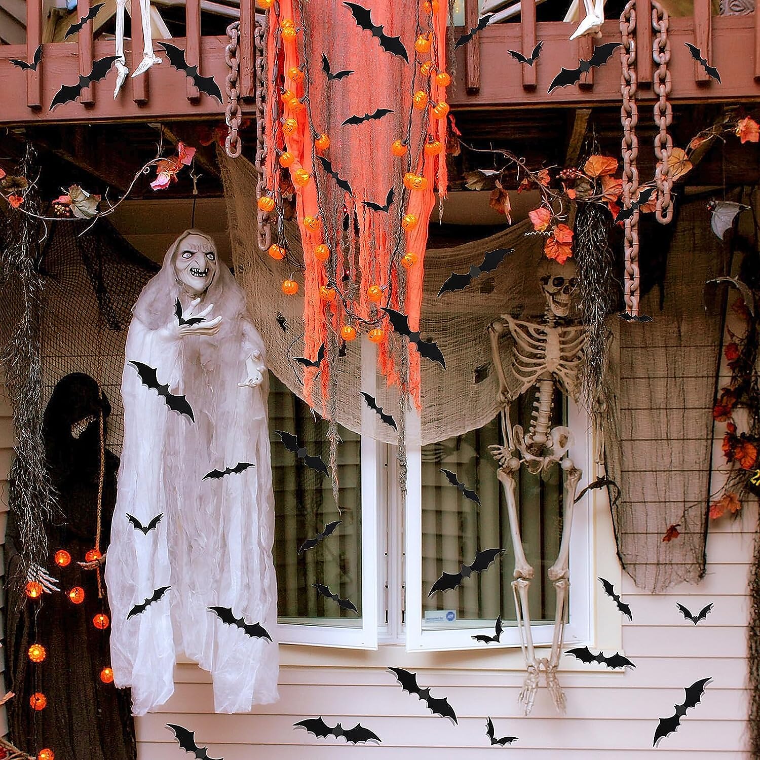 72 db denevér fali dekor halloween dekoráció, 3d denevér matrica otthoni dekorációhoz 4 méretű félelmetes fekete kísérteties denevér parti kellékek 2025 - $6.49 –P3