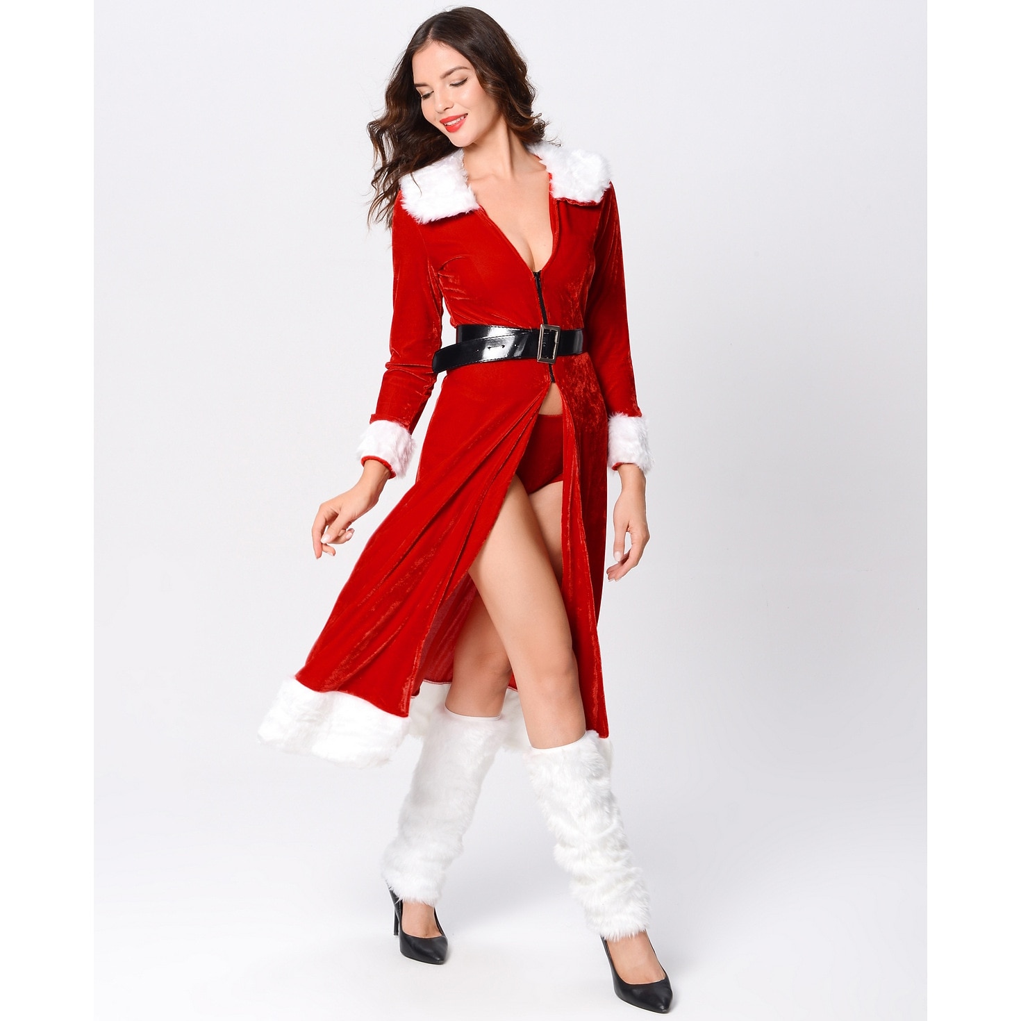 jultomten Mrs.Claus Kläder Julhatt Fin julklänning Dam Jul Karnival julafton Jul Vuxna Fest Jul Klänning Skärp Benvärmare 2025 - $55.99 –P6