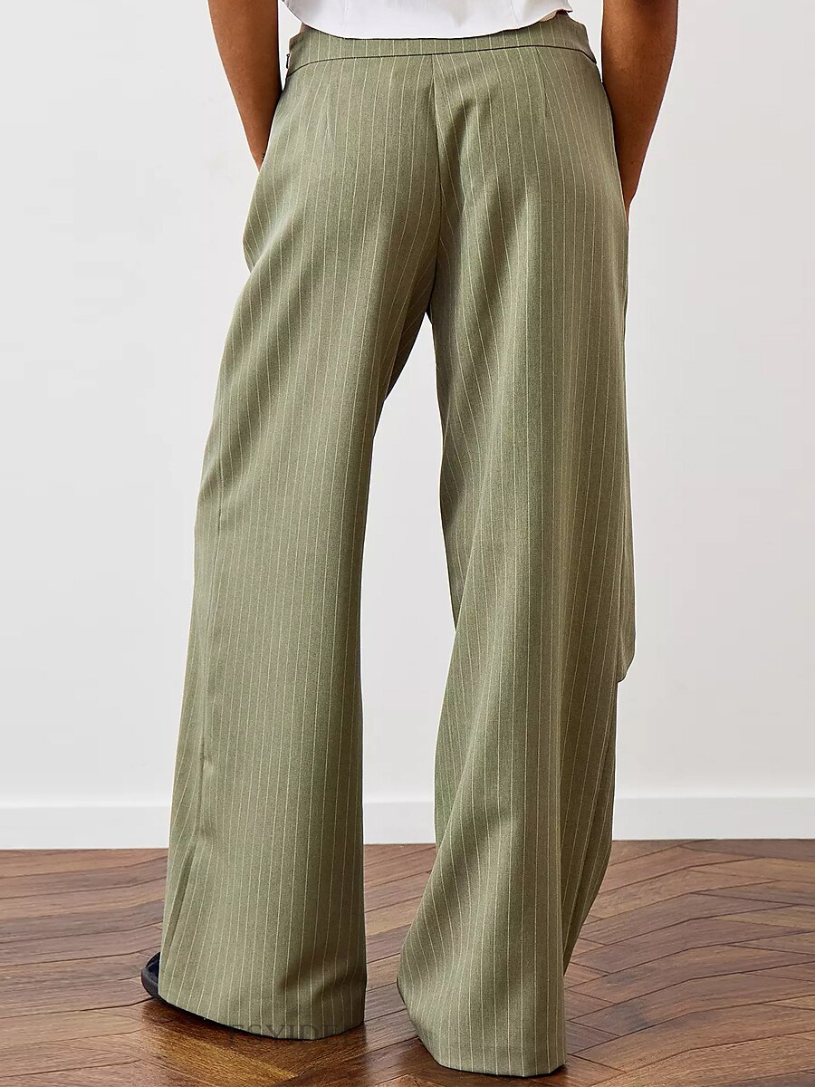 Women's Dress Pants Culottes Wide Leg Chinos Full Length Micro-elastic Mid Waist Fashion Streetwear Street Daily Black Green S M Fall Winter 2023 - US $32.99 –P6