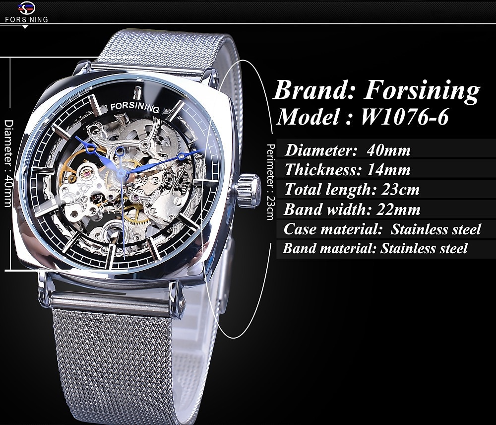 FORSINING Men Mechanical Watch Large Dial Fashion Business Wristwatch Hollow Skeleton Automatic Self-winding Luminous Waterproof Alloy Leather Watch 2025 - $42.99 –P4