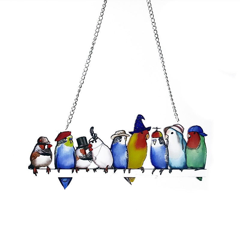 witraże okienne, dekoracyjne 9 ptaków na witrażu drucianym, rękodzieło witrażowe, pomysł na prezent na urodziny, Wielkanoc, Boże Narodzenie lub na każdą okazję 2026 - $9.99 –P6