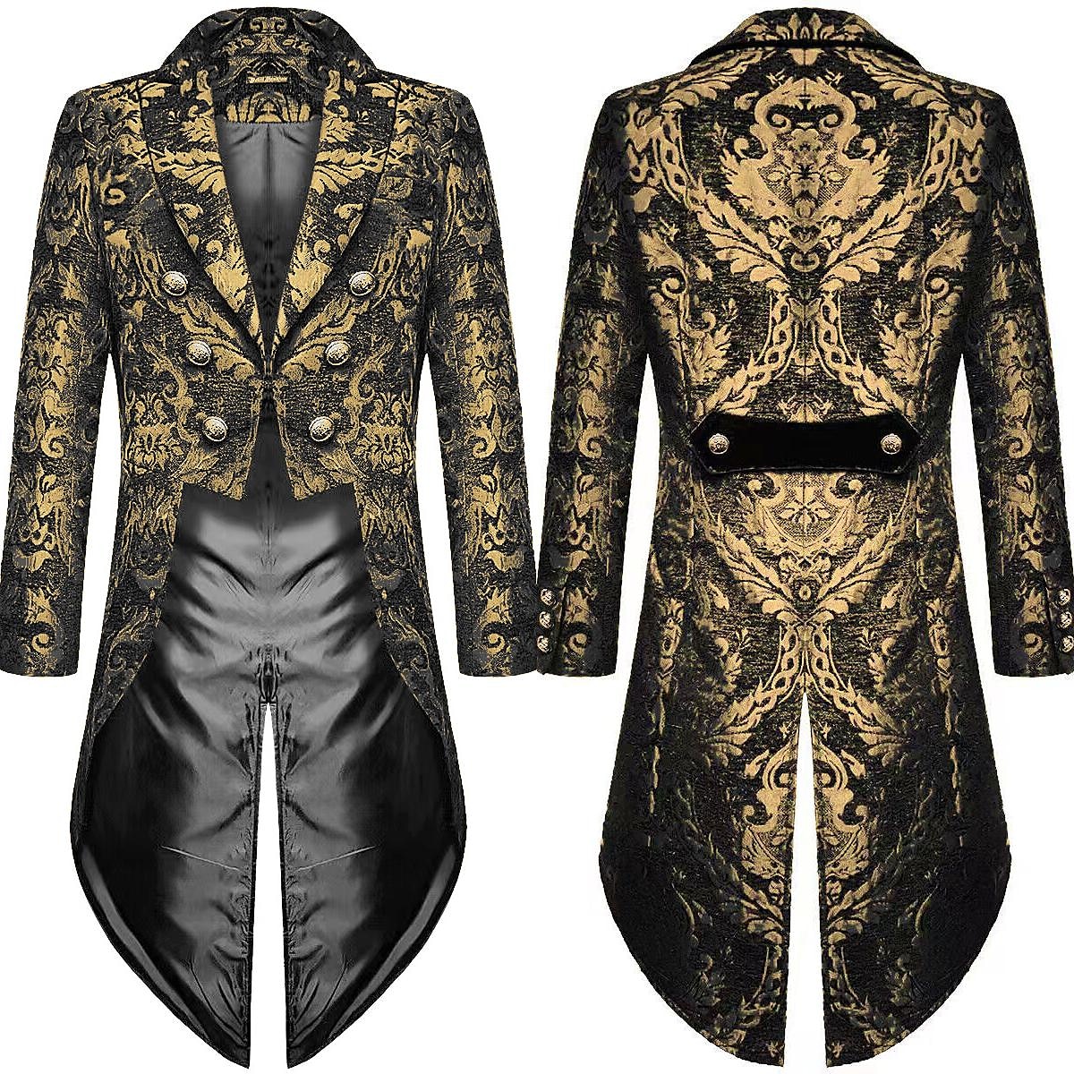 Set with Steampunk Tailcoat High Waisted Pants Top Hat with Goggles Retro Vintage Medieval Coat Jacket Outerwear Straight Leg Trousers Vampire Outfits Men's Cosplay Costume Masquerade Party Evening 2025 - $114.99 –P2