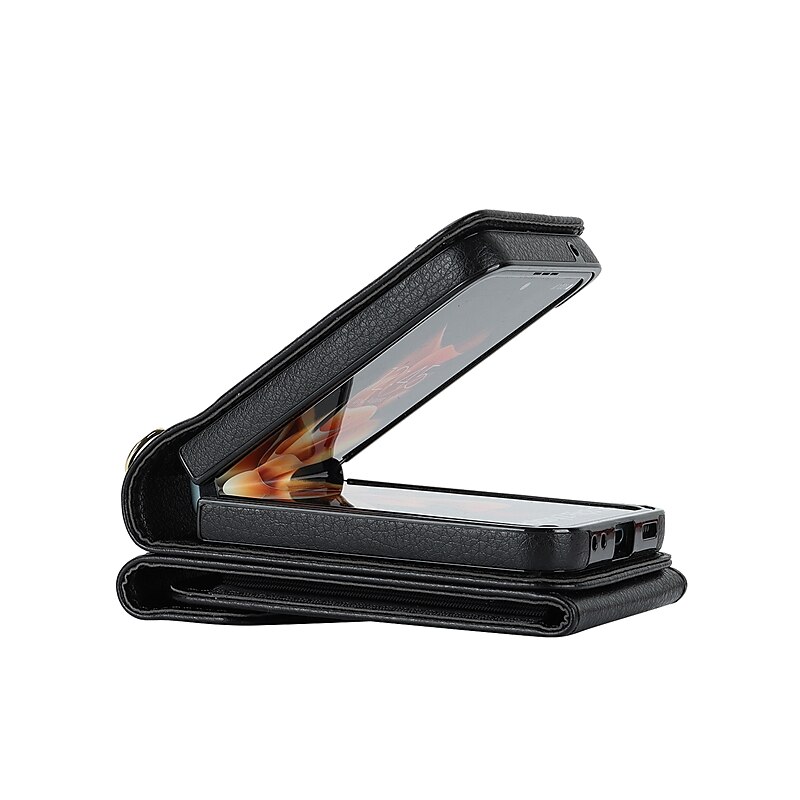 Handy Hülle Handyhüllen Für Samsung Galaxy Z Flip 7 Z Flip 6 Z Flip 5 Z Flip 4 Z Flip 3 Brieftaschenhülle Ringhalter mit Trageriemen Anti-Diebstahl Retro PC PU-Leder 2025 - $32.99 –P9