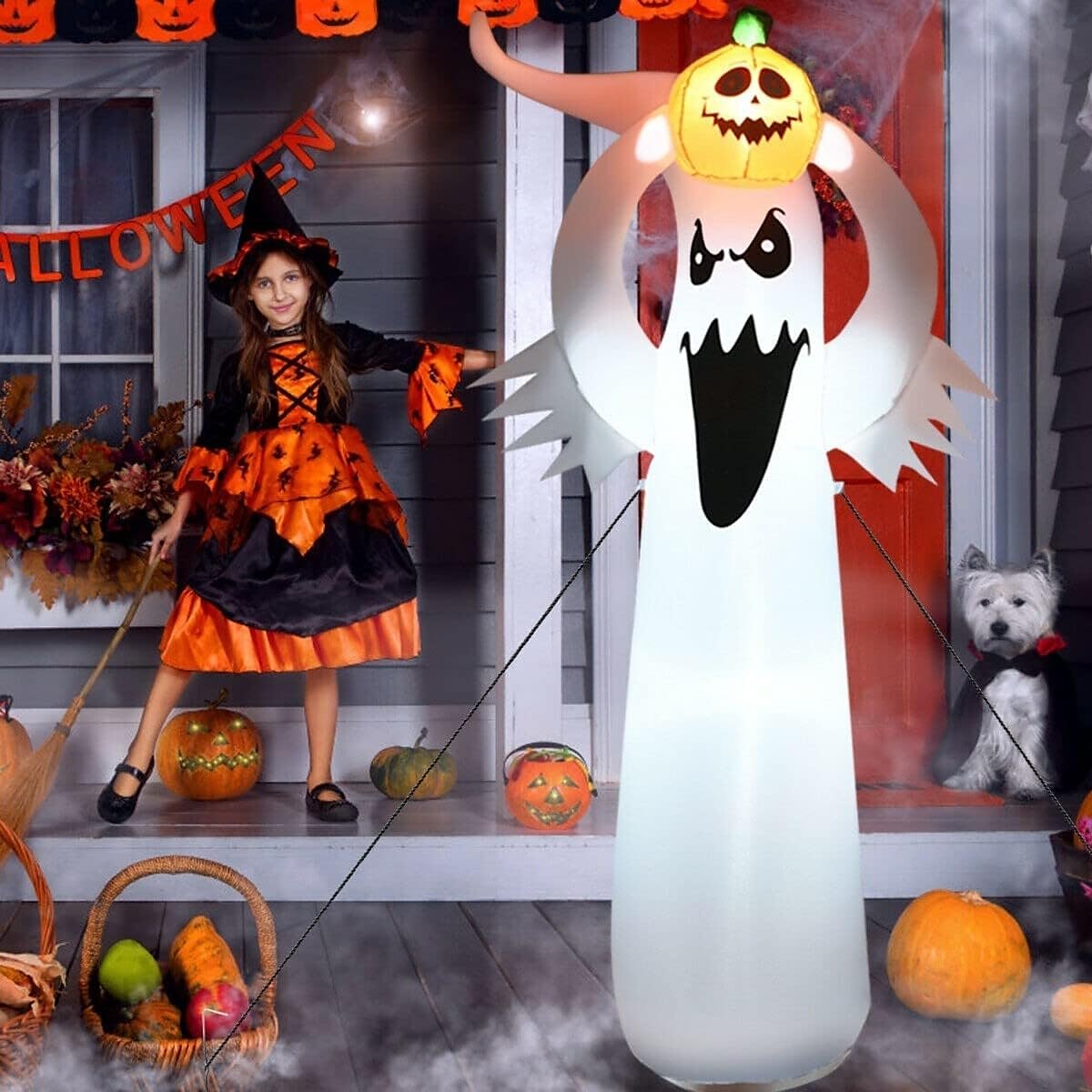 decorações de halloween abóbora inflável explodir branco iluminado fantasma boneca assustador com elevação inflável adereço decoração abóbora quintal gramado adereço decoração para interior ao ar livre de 2025 por $54.99 –P3