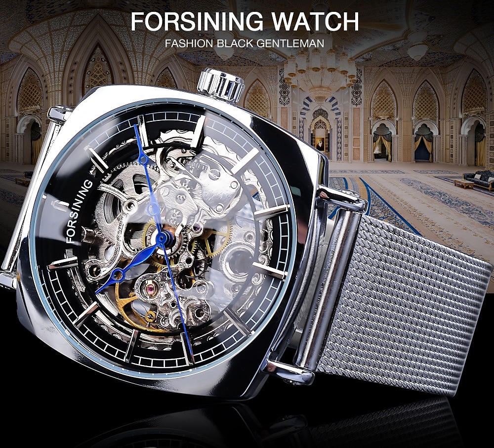 FORSINING Men Mechanical Watch Large Dial Fashion Business Wristwatch Hollow Skeleton Automatic Self-winding Luminous Waterproof Alloy Leather Watch 2025 - $42.99 –P1