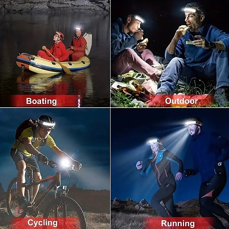 1pc 1000 Lumens USB Rechargeable LED Headlamp with Red Taillight for Outdoor Activities - Lightweight Waterproof and Ideal for Camping Running and Hiking 2025 - $19.99 –P5
