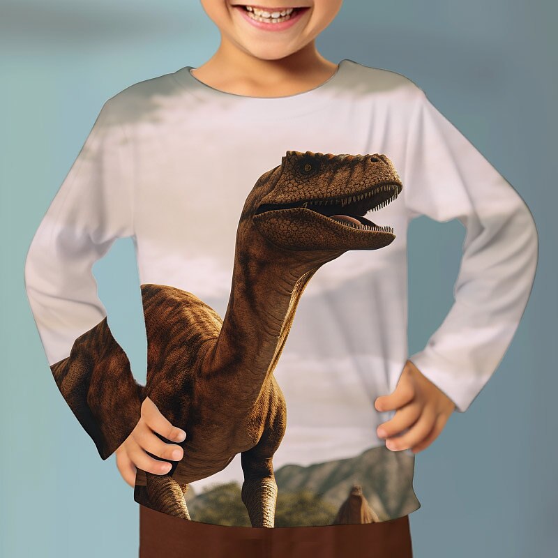 Boys 3D Graphic Animal Dinosaur T shirt Tee Long Sleeve 3D Print Summer Spring Fall Sports Fashion Streetwear Kids 3-12 Years 4-12 Years Outdoor Casual Daily Regular Fit 2025 - $13.99 –P8
