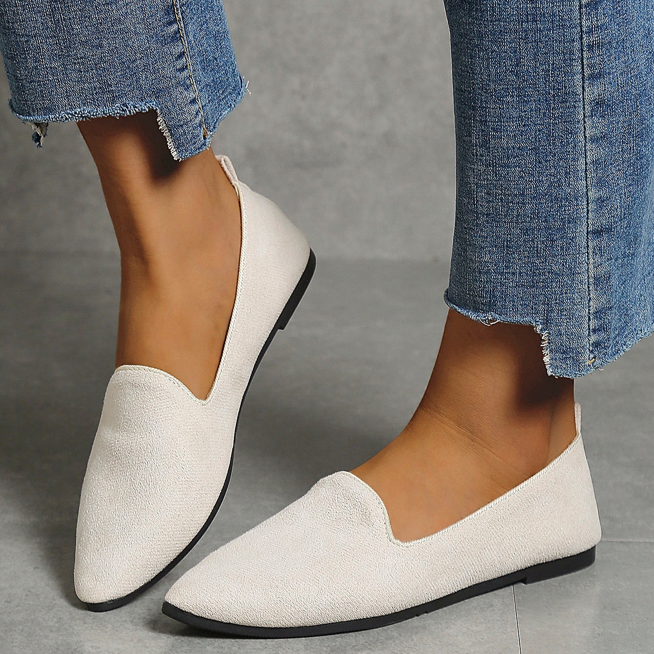 mocasini pliati de piele intoarsa pentru dama cu design festonat - pantofi ușoare și confortabili pentru purtarea de zi cu zi 2025 - $18.99 –P11