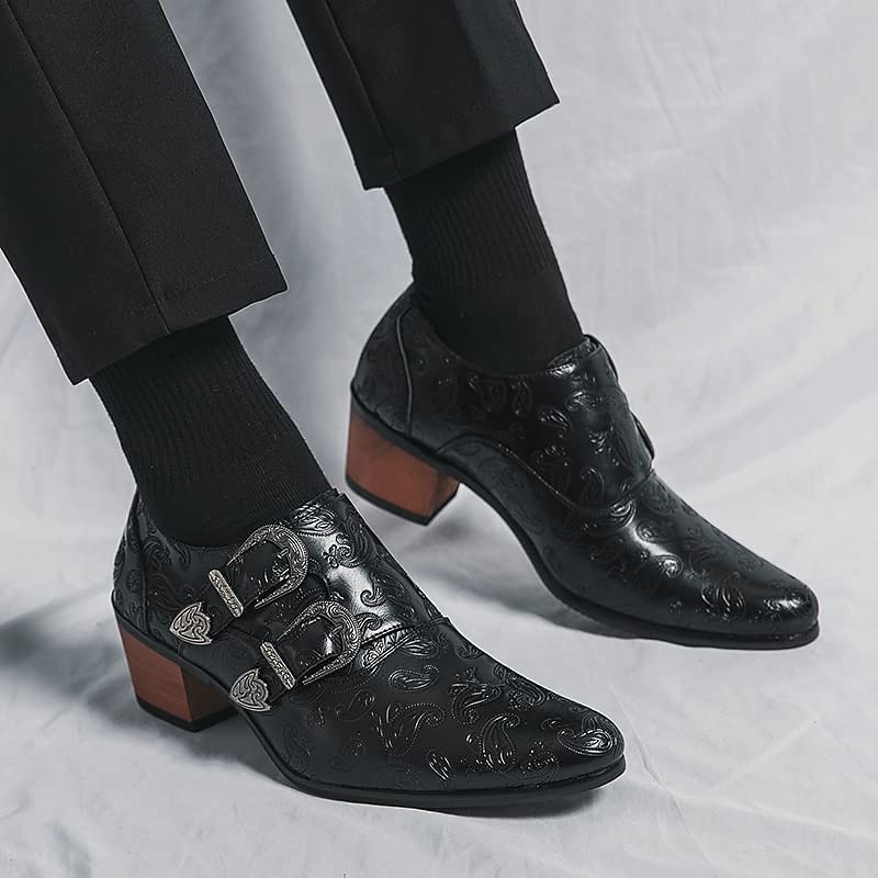 Herrenschuhe aus geprägtem Vintage-Leder mit Doppelschnalle - formelle Abendschuhe für Hochzeiten und besondere Anlässe 2025 - $64.99 –P5