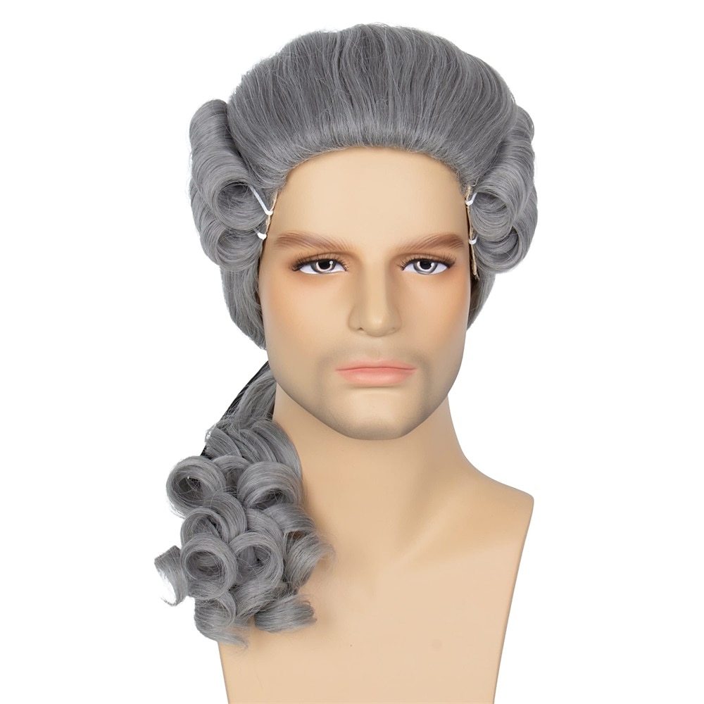 Pánská koloniální paruka soudce z 18. století karnevalová cosplay paruka Halloweenské paruky 2025 - $20.99 –P8