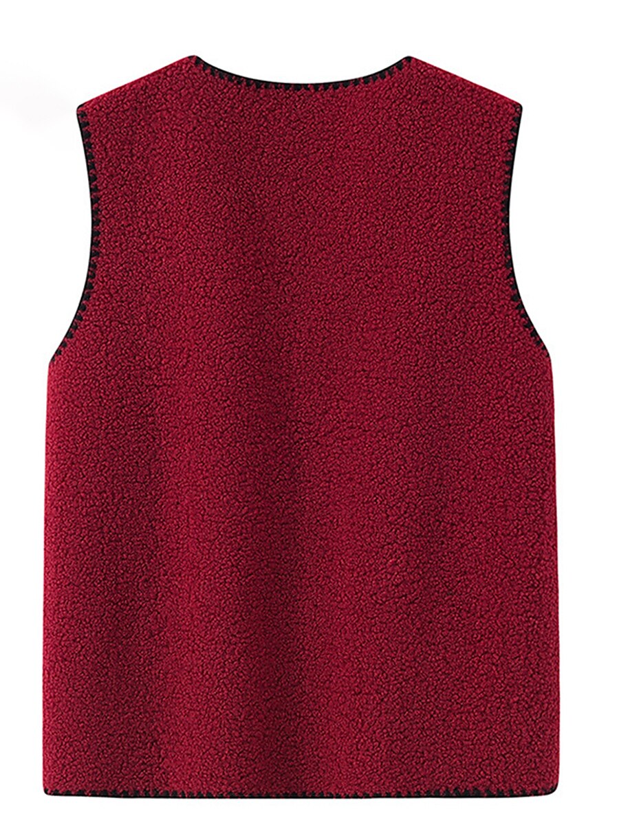 Women's Sweater Vest V Neck Crochet Knit Polyester Button Pocket Fall Winter Outdoor Daily Going out Stylish Casual Soft Sleeveless Floral claret Leather Pink pea green XL (reference 90-115 catties 2023 - US $28.99 –P11