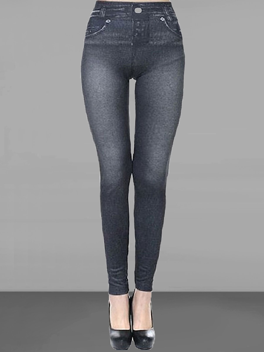 Women's Slim Pants Trousers Pocket High Cut High Waist Full Length Black Summer 2025 - $12.99 –P2